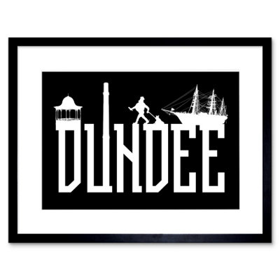 Artery8 Wall Art Print Dundee Typography Silhouettes Framed 9X7 Inch from B&Q