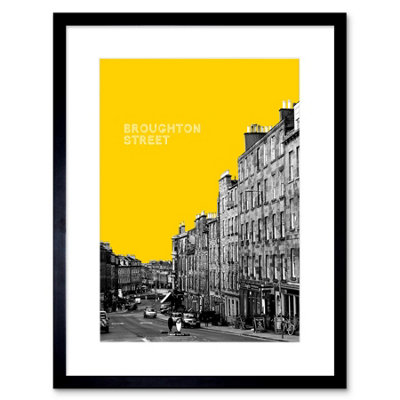 B&Q -  Wall Art Print Edinburgh Broughton Street Yellow Framed 9X7 Inch
