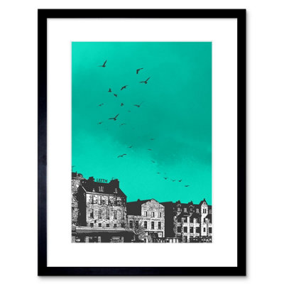 B&Q -  Wall Art Print Rooftop Birds Leith Framed 9X7 Inch