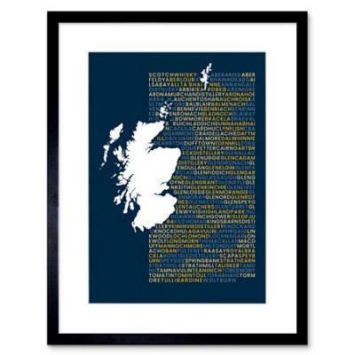 Artery8 Wall Art Print Scotch Whisky Distilleries Map Framed 9X7 Inch from B&Q