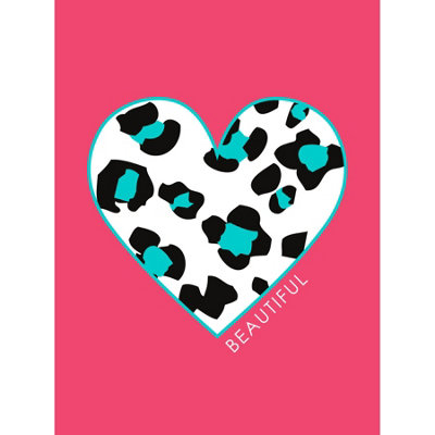 Wee Blue Coo Unframed Wall Art Pink Teal Leopard Beautiful12X16 Inch from B&Q