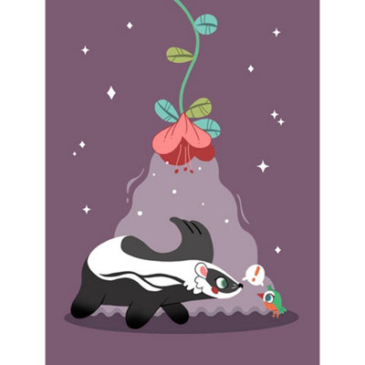 Wee Blue Coo Unframed Wall Art Badger With Birdg Cute Childens Bedroom Décor12X16 Inch from B&Q