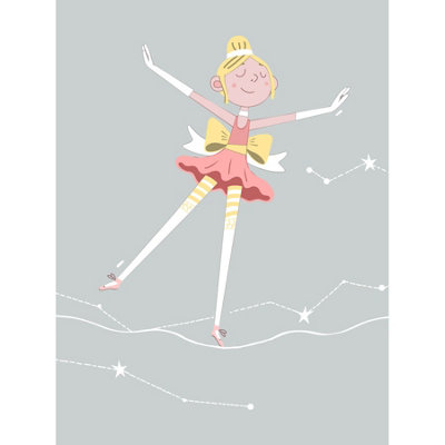 B&Q -  Unframed Wall Art Girls Ballerina Dancer Stars Blonde12X16 Inch