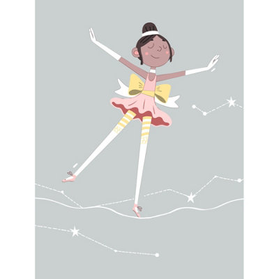 B&Q -  Unframed Wall Art Girls Ballerina Dancer Stars12X16 Inch