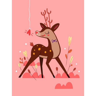 Wee Blue Coo Unframed Wall Art Stag Love Cute Childens Bedroom Décor12X16 Inch from B&Q