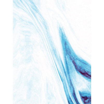 Wee Blue Coo Blue Wee Coo Unframed Wall Art Abstract Watercolour Waves - 12X16 Inch