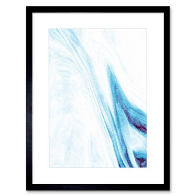 Artery8 Wall Art Print Abstract Blue Watercolour Waves Art Framed 9X7 Inch from B&Q