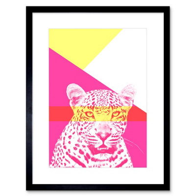 Artery8 Wall Art Print Bold Animals Pink Leopard Art Framed 9X7 Inch from B&Q