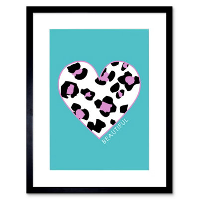 Artery8 Wall Art Print Leopard Blue And Purple Solid Beautiful Art Framed 9X7 Inch from B&Q