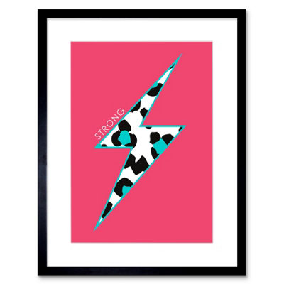 Artery8 Wall Art Print Pink Teal Leopard Strong Art Framed 9X7 Inch from B&Q