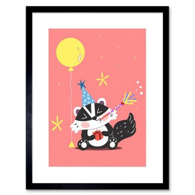 Artery8 Wall Art Print Badger Party Art Framed 9X7 Inch from B&Q