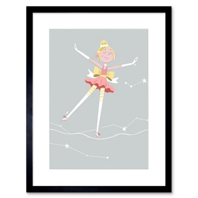 Artery8 Wall Art Print Girls Ballerina Dancer Stars Blonde Art Framed 9X7 Inch from B&Q