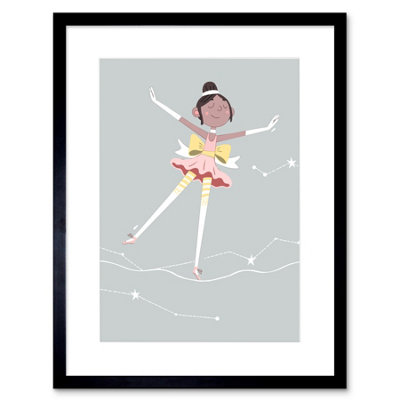 Artery8 Wall Art Print Girls Ballerina Dancer Stars Art Framed 9X7 Inch from B&Q