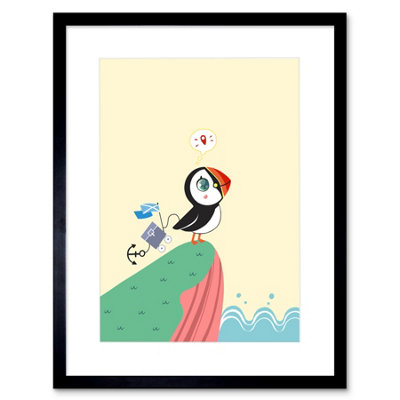 Artery8 Wall Art Print Puffins Travel Voyage Art Framed 9X7 Inch from B&Q