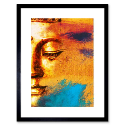 Artery8 Wall Art Print Buddha Face Gold Collage Art Framed 9X7 Inch from B&Q