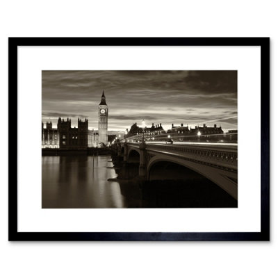 Artery8 Wall Art Print Sepia London Big Ben Art Framed 9X7 Inch from B&Q