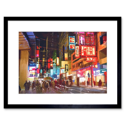 Artery8 Wall Art Print City New York Chinatown Art Framed 9X7 Inch from B&Q