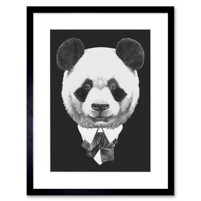 Artery8 Wall Art Print Bow Tie Panda Bear Drawing Art Framed 9X7 Inch from B&Q