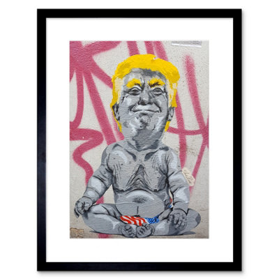 Artery8 Wall Art Print Baby Trump Graffiti Art Framed 9X7 Inch from B&Q