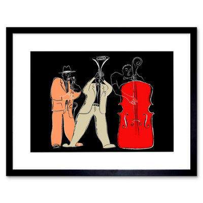 B&Q -  Wall Art Print Musicians Jazz Modern Art Framed 9X7 Inch