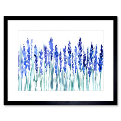 Artery8 Wall Art Print Flowers Lavender Watercolour Art Framed 9X7 Inch from B&Q