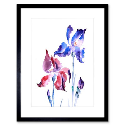 Artery8 Wall Art Print Flowers Violet Iris Art Framed 9X7 Inch from B&Q
