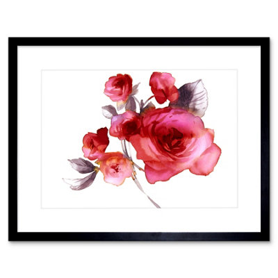 Artery8 Wall Art Print Flower Roses Watercolour Art Framed 9X7 Inch from B&Q