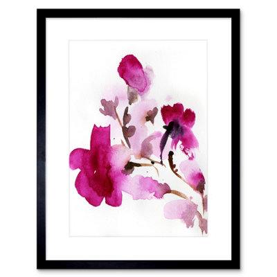 Artery8 Wall Art Print Flower Pink Watercolour Art Framed 9X7 Inch from B&Q