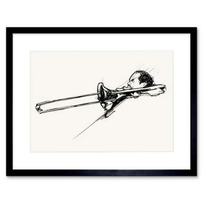 Artery8 Wall Art Print Musician Trombone Player Art Framed 9X7 Inch from B&Q