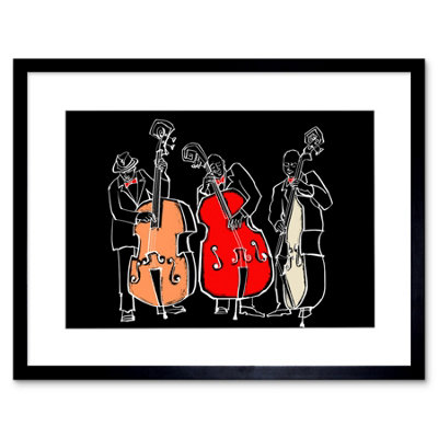 B&Q -  Wall Art Print Musicians Jazz Bass Art Framed 9X7 Inch
