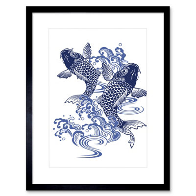 Artery8 Wall Art Print Japan Koi Carp Art Framed 9X7 Inch from B&Q