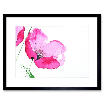 B&Q -  Wall Art Print Flower Poppy Watercolour Art Framed 9X7 Inch