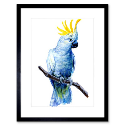 Artery8 Wall Art Print Bird Cockatoo Painting Art Framed 9X7 Inch from B&Q