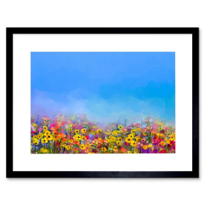 Artery8 Wall Art Print Field Of Wildflowers Art Framed 9X7 Inch from B&Q