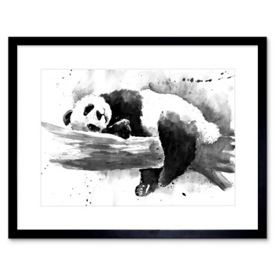 Artery8 Wall Art Print Panda Sleeping Watercolour Art Framed 9X7 Inch from B&Q