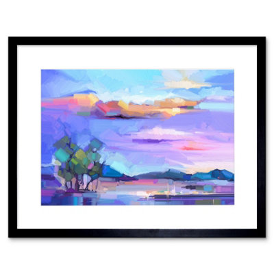 Artery8 Wall Art Print Abstract Sunset On Meadow Art Framed 9X7 Inch from B&Q