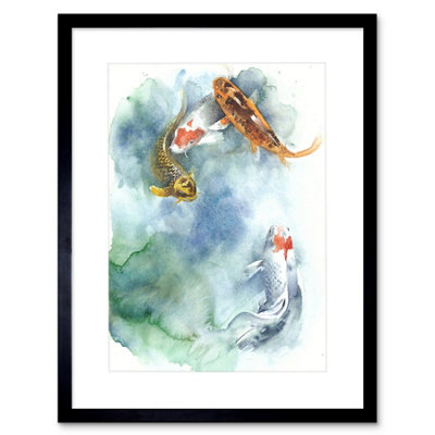 Artery8 Wall Art Print Japan Koi Fish Pond Art Framed 9X7 Inch from B&Q
