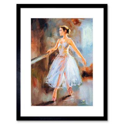 Artery8 Wall Art Print Ballet Dancing Barre Painting Art Framed 9X7 Inch from B&Q