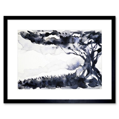 Artery8 Wall Art Print Ink Abstract Tree Art Framed 9X7 Inch from B&Q