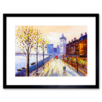 Artery8 Wall Art Print London Cityscape Painting Art Framed 9X7 Inch from B&Q
