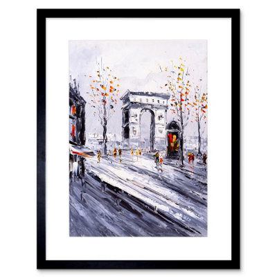 Artery8 Wall Art Print Parisian Cityscape Painting Art Framed 9X7 Inch from B&Q