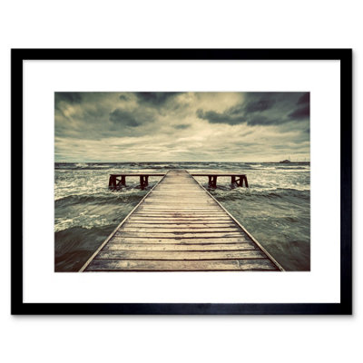 Artery8 Wall Art Print Pier With Storm Clouds Art Framed 9X7 Inch from B&Q