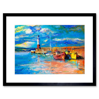 Artery8 Wall Art Print Boats Tide Out Painting Art Framed 9X7 Inch from B&Q