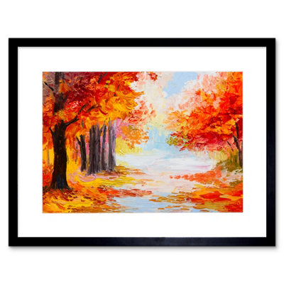 Artery8 Wall Art Print Autumn Forest Landscape Art Framed 9X7 Inch from B&Q