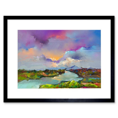 Wee Blue Coo Contemporary Colourful Landscape Home Decor 12X16" Framed Wall Art Print from B&Q