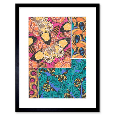 Artery8 Wall Art Print Butterflies Wings Colourful Collage Art Framed 9X7 Inch from B&Q