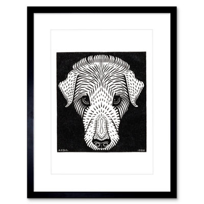 Artery8 Wall Art Print Dogs Head Julie De Graag Icon Art Framed 9X7 Inch from B&Q