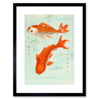Artery8 Wall Art Print Fish Japan Koi Art Framed 9X7 Inch