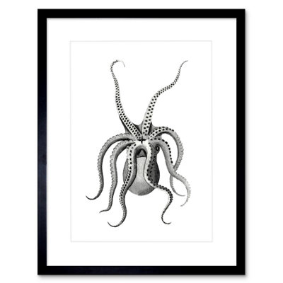 Artery8 Wall Art Print Octopus Upside Down Art Framed 9X7 Inch from B&Q