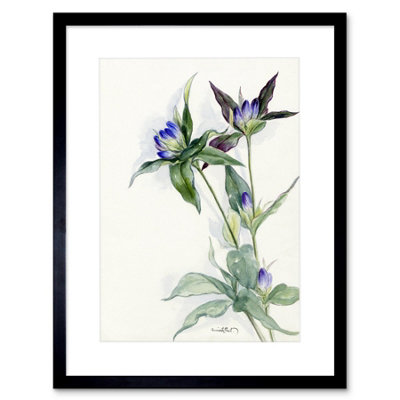 Artery8 Wall Art Print Purple Watercolour Flowers Art Framed 9X7 Inch from B&Q